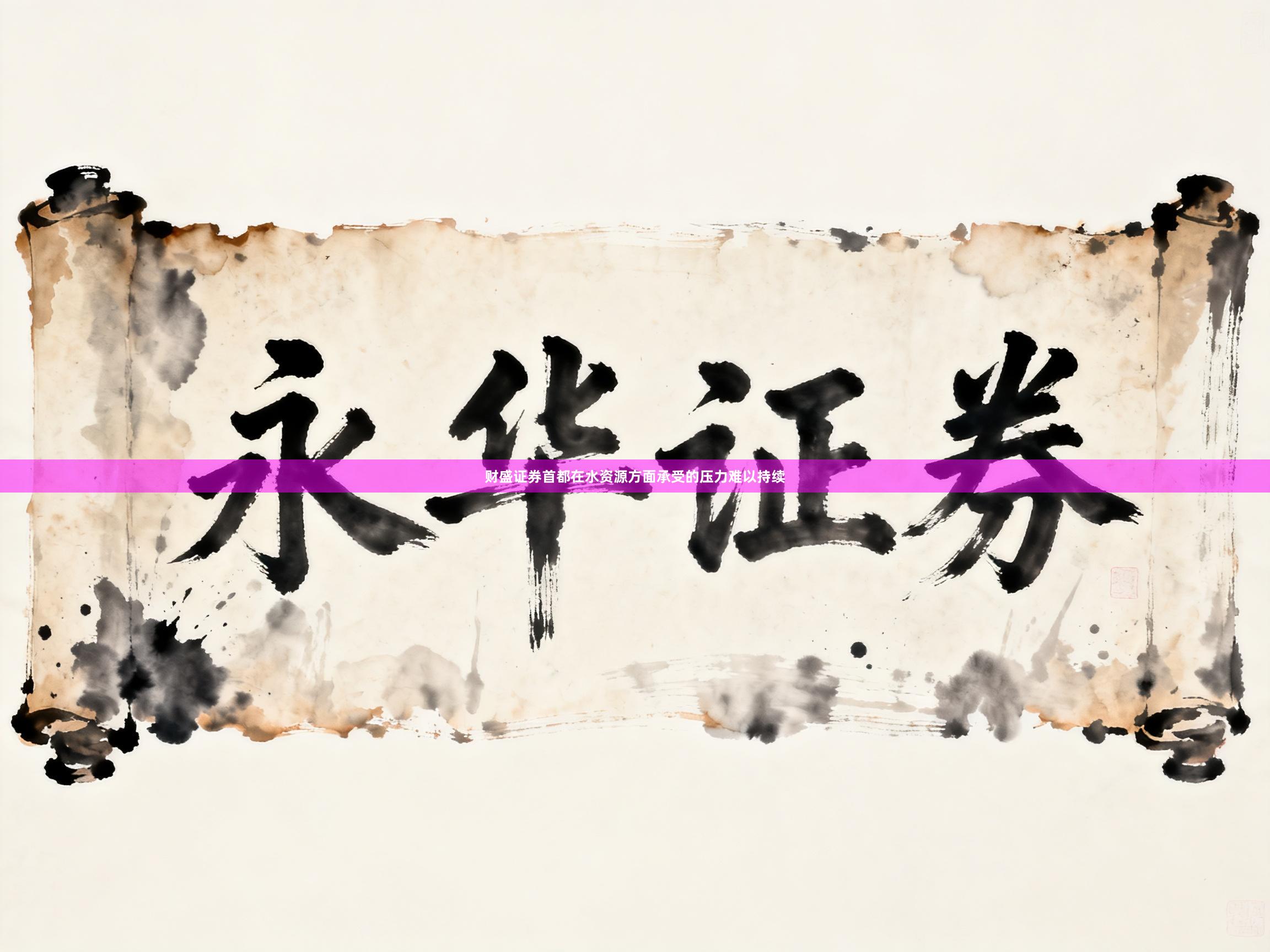 财盛证券首都在水资源方面承受的压力难以持续