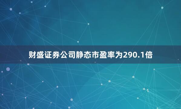 财盛证券公司静态市盈率为290.1倍
